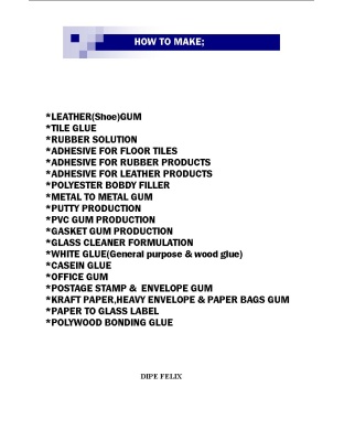 ADHESIVES AND GUMS FORMULATION